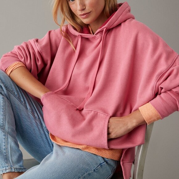 American Eagle Outfitters Coral Pink Hoodie - Picture 1 of 6